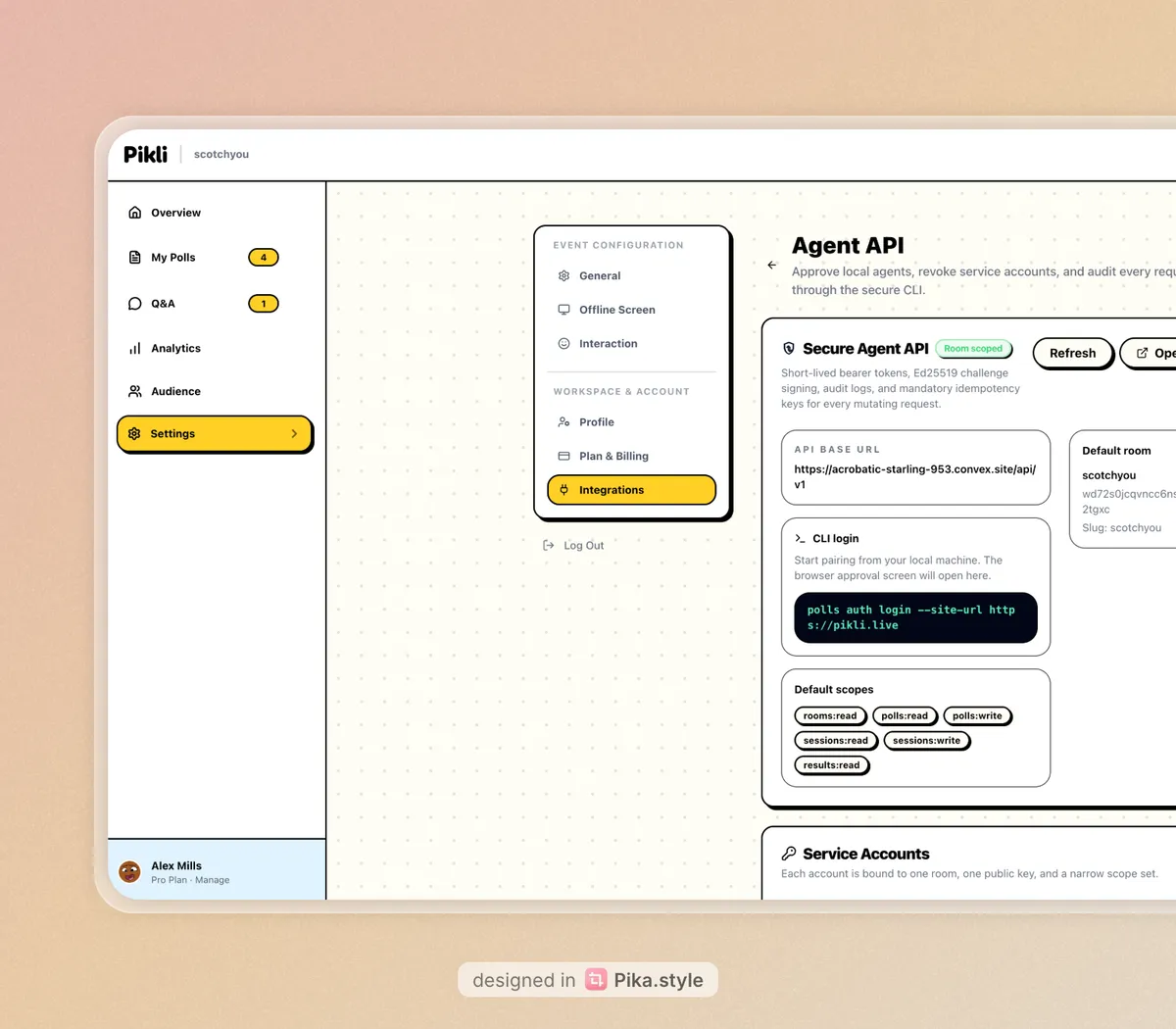 New: Agent API and CLI for scoped poll automation