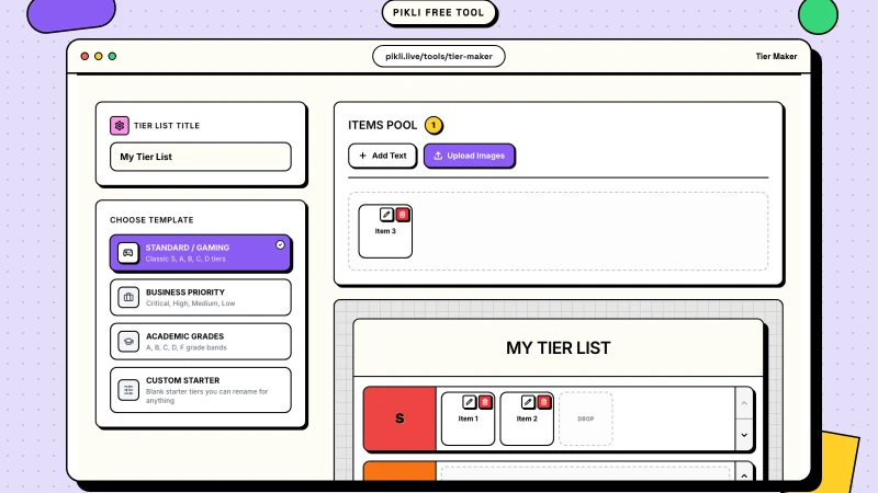 Free Tier Maker for Shareable Visual Rankings